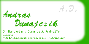 andras dunajcsik business card